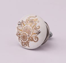 Golden Calliopsis Flower Flat Ceramic Dresser Knob