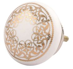 Golden Rangoli Pattern Flat Ceramic Drawer Knob