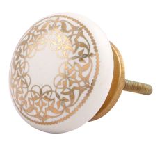 Golden Rangoli Pattern Flat Ceramic Drawer Knob