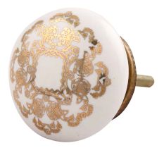 Golden Flower Flat Ceramic Drawer Knob