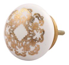 Golden Flower Flat Ceramic Drawer Knob