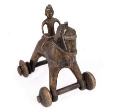 Brass Horse on Wheel Temple Toy