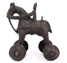 Brass Rider Horse on Wheel