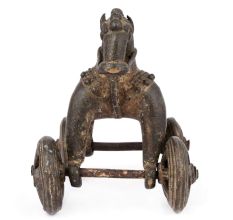 Brass Toy Horse on Wheels