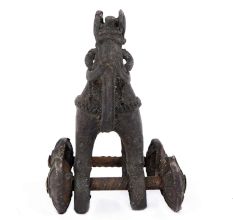 Brass Horse on Wheel Temple Toy