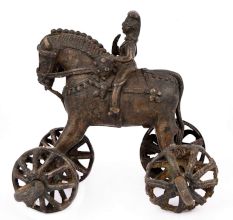 Brass Temple Toy Horse Rider Statue