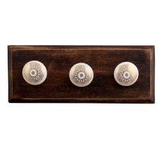 Golden Floral Pattern Flat Ceramic Wooden Hooks