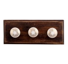 Golden Rangoli Pattern Flat Ceramic Wooden Hooks