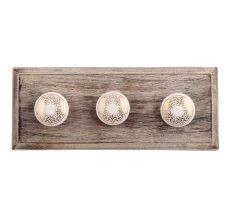 Golden Rangoli Pattern Flat Ceramic Wooden Hooks