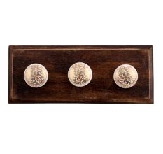 Golden Ornamental Flower Flat Ceramic Wooden Hooks
