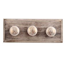 Golden Carnation Flower Flat Ceramic Wooden Hooks