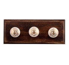 Golden Calla Lily Flower Flat Ceramic Wooden Hooks