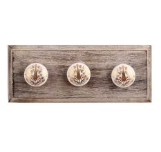 Golden Calla Lily Flower Flat Ceramic Wooden Hooks
