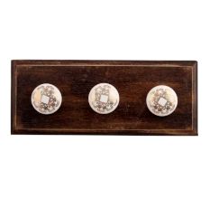 Golden Flower Flat Ceramic Wooden Hooks
