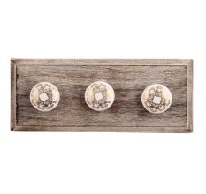 Golden Flower Flat Ceramic Wooden Hooks