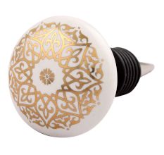 Golden Floral Pattern Flat Ceramic Wine Stopper