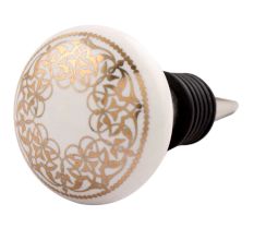 Golden Rangoli Pattern Flat Ceramic Wine Stopper