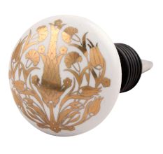 Golden Calla Lily Flower Flat Ceramic Wine Stopper