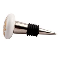 Golden Calla Lily Flower Flat Ceramic Wine Stopper