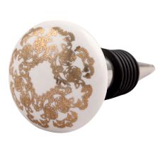 Golden Flower Flat Ceramic Wine Stopper