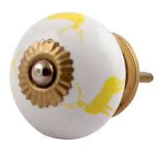 Yellow Standing Rein Deer Pattern Ceramic Cabinet Knob