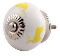 Yellow Standing Rein Deer Pattern Ceramic Cabinet Knob