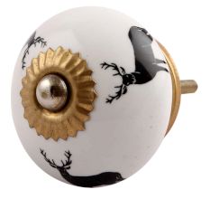 Black Standing Rein Deer Pattern Ceramic Drawer Knob Online