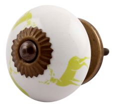 Lime Standing Rein Deer Pattern Ceramic Cabinet Knob Online