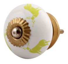 Lime Standing Rein Deer Pattern Ceramic Cabinet Knob Online