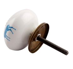 Turquoise Standing Rein Deer Pattern Ceramic Dresser Knob Online