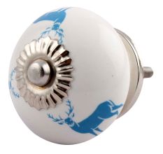 Turquoise Standing Rein Deer Pattern Ceramic Dresser Knob Online