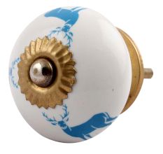 Turquoise Standing Rein Deer Pattern Ceramic Dresser Knob Online