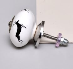 Black Running Rein Deer Pattern Ceramic Dresser Knob Online