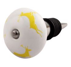 Yellow Runing Rein Deer Pattern Ceramic Wine Stopper