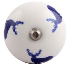 Blue Standing Rein Deer Pattern Ceramic Wine Stopper
