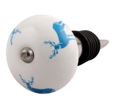 Turquoise Stainding Rein Deer Pattern Ceramic Wine Stopper