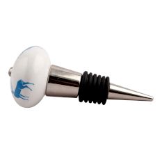Turquoise Stainding Rein Deer Pattern Ceramic Wine Stopper