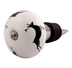 Black Runing Rein Deer Pattern Ceramic Wine Stopper