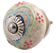 Mixed Color Heart Crackle Ceramic Drawer Knob