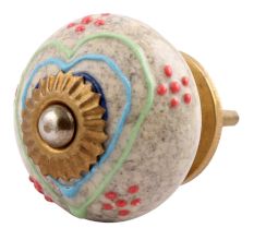 Mixed Color Heart Crackle Ceramic Drawer Knob