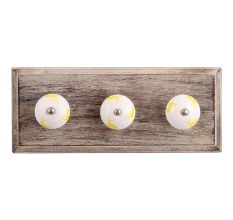 Yellow Standing Rein Deer Pattern Ceramic Wooden Hooks