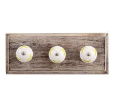 Lime Running Rein Deer Pattern Ceramic Wooden Hooks