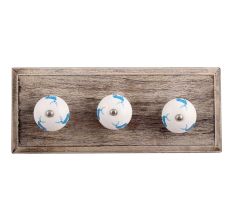 Turquoise Standing Rein Deer Pattern Ceramic Wooden Hooks