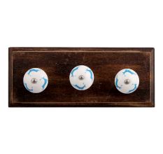 Turquoise Running Rein Deer Pattern Ceramic Wooden Hooks
