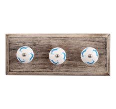 Turquoise Running Rein Deer Pattern Ceramic Wooden Hooks