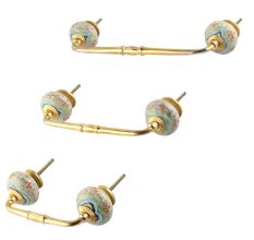 Mixed Color Heart Crackle Ceramic Bridge Handle