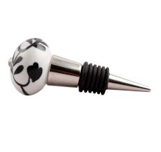 Black Leaf Flower Ceramic Wine Stopper