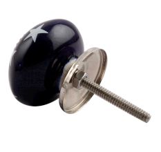 Navy Blue Star Ceramic Cabinet Knob