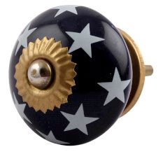 Navy Blue Star Ceramic Cabinet Knob