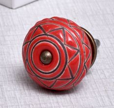 Brown Pattern Etched Ceramic Dresser Knob